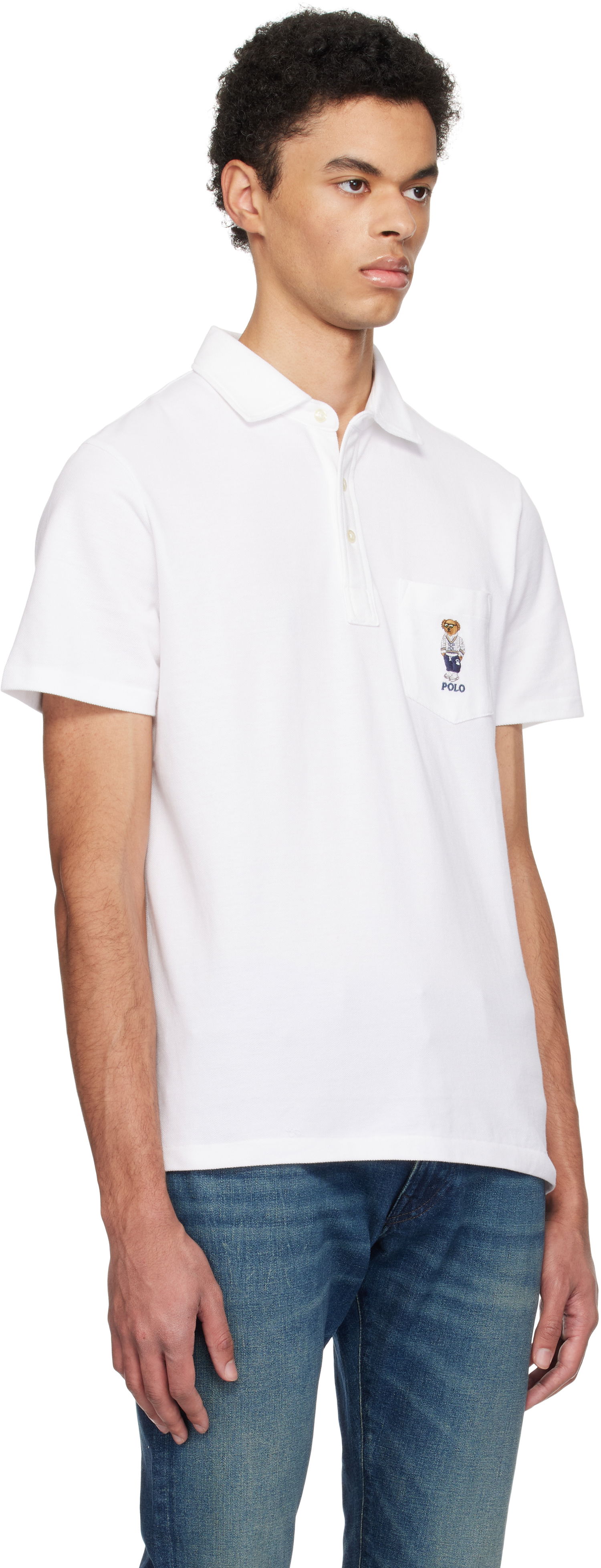 Polo skjorte Polo by Ralph Lauren Polo Ralph Lauren Classic Fit Polo Bear Mesh Polo Hvid | 710963818001, 1