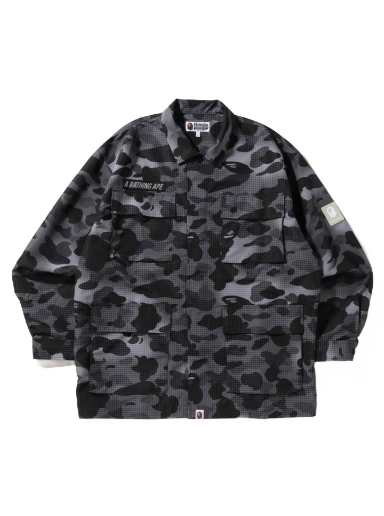 Skjorte BAPE Grid Camo Relaxed Fit Military Shirt Sort | 1I80-113-006