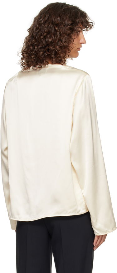 Skjorte Loulou de Saison Loulou de Saison Riddy Draped Satin Blouse Hvid | RIDDY, 2