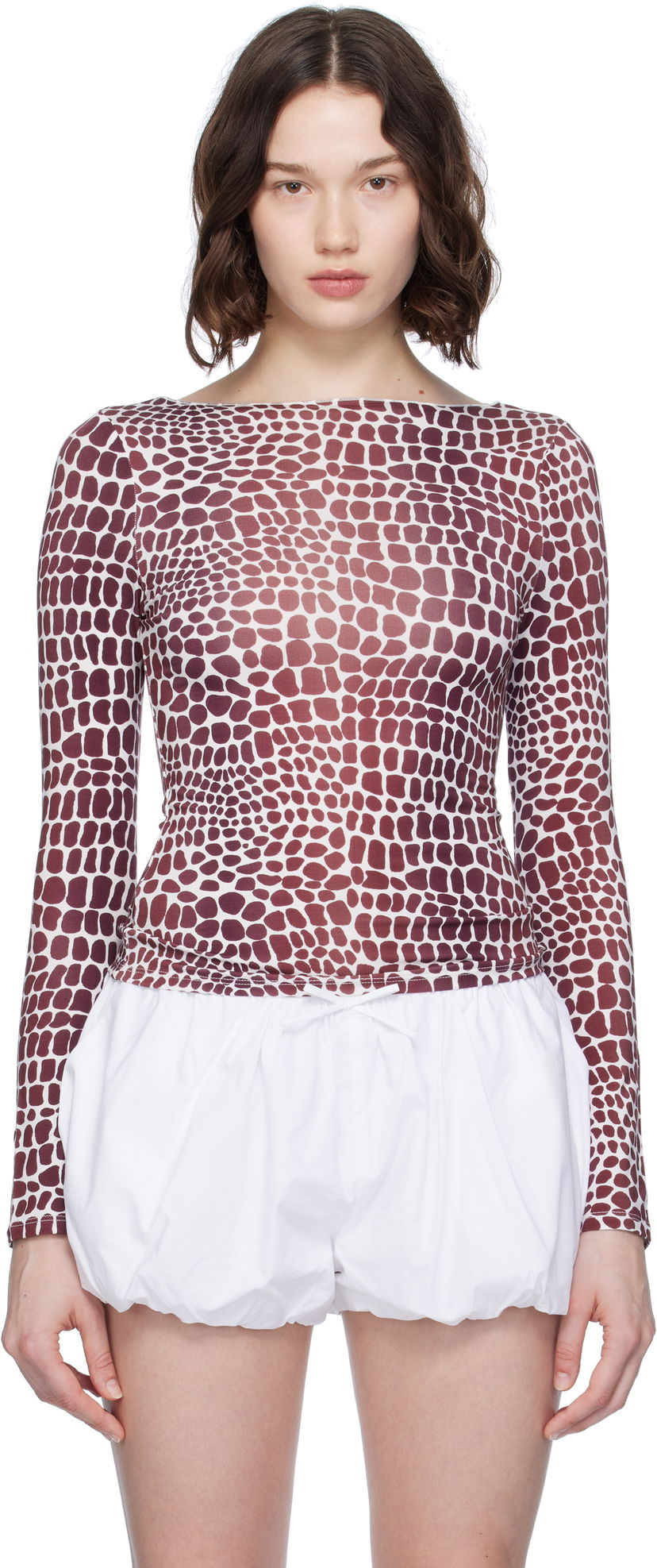 T-shirt Miaou Miaou Amelia Print T-Shirt Bourgogne | 7183TJBLIZ