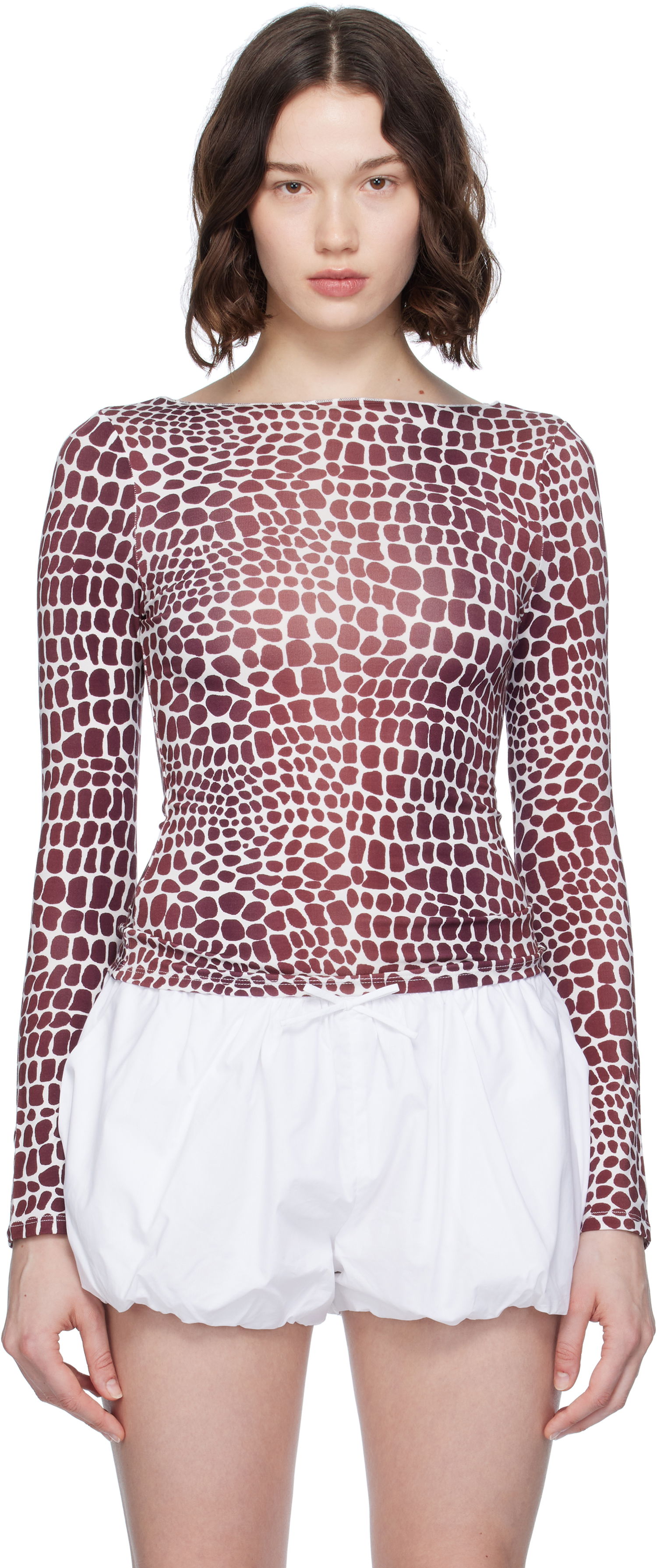 T-shirt Miaou Miaou Amelia Print T-Shirt Bourgogne | 7183TJBLIZ, 0