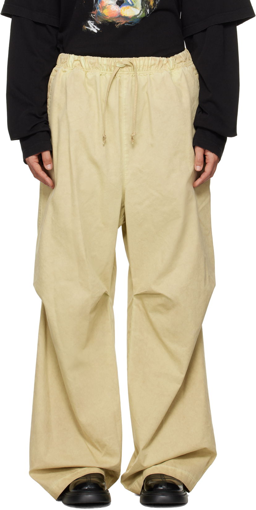 Joggingbukser We11done We11done Tucked Wide Leg Trousers Gul | WD-PT3-24-262-U-GR
