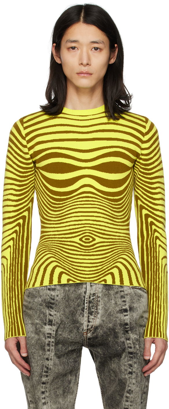 T-shirt Jean Paul Gaultier Gaultier Body Morphing Striped Sweater Gul | 23/12-F-PL028-M046-4144