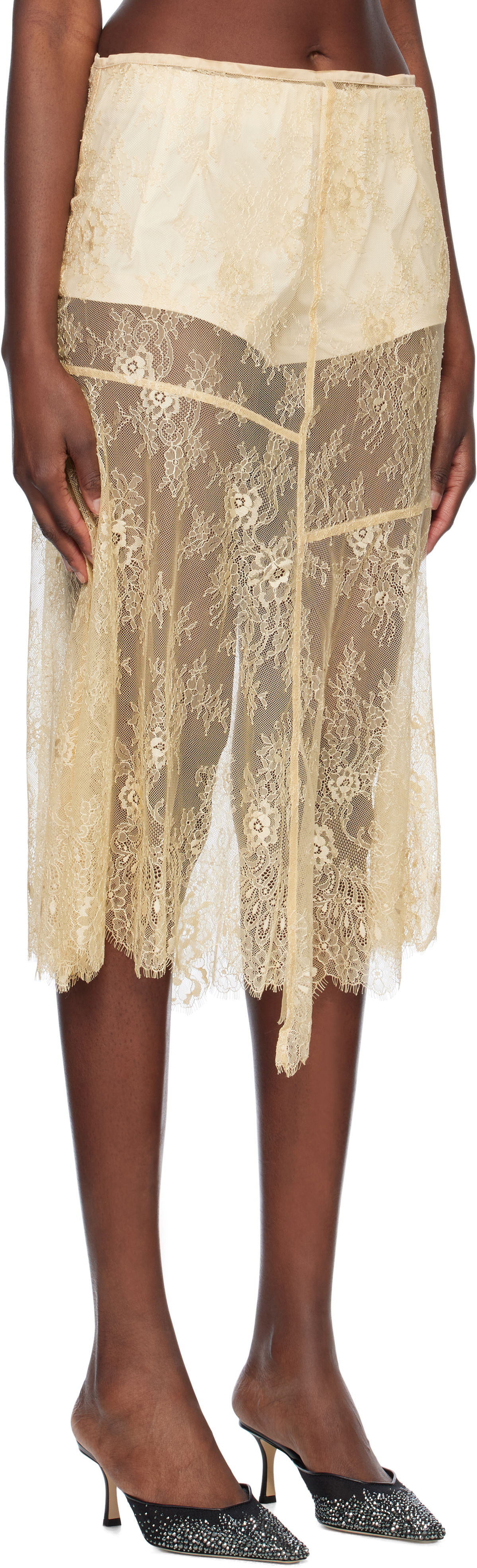Nederdel STAND STUDIO Stand Studio Mathilde Lace Midi Skirt Beige | 66473-8001, 1