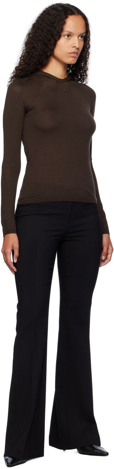 Sweatshirt Courrèges Light Knit Hoodie Brun | 424MPU200FI0060, 3