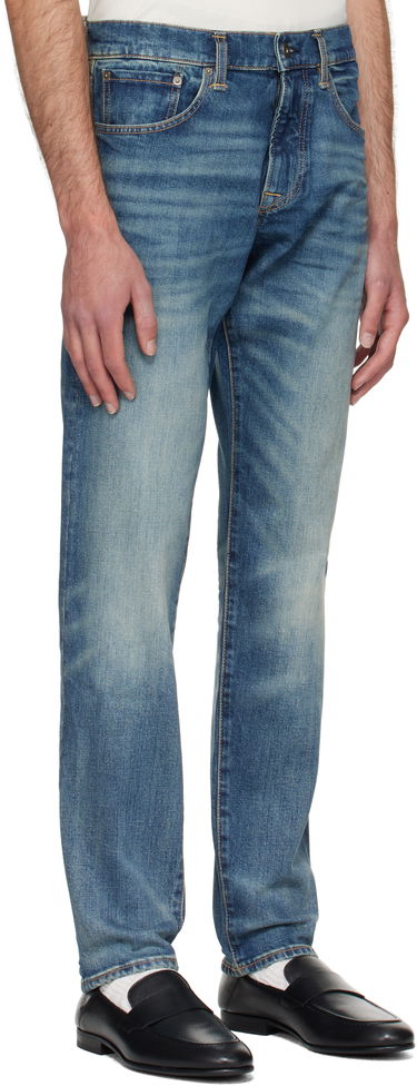 Jeans BOSS BECKHAM x BOSS Slim-Fit Vintage-Wash Jeans Blå | 50549119, 2