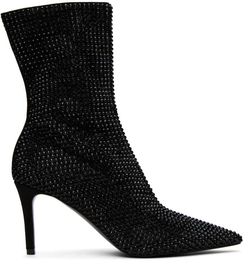 Skopleje Stella McCartney Stella McCartney Iconic Crystal-Embellished Pointed-Toe Boots Sort | 810276E00059, 0