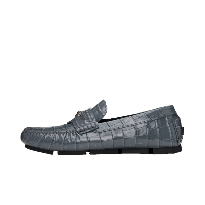 Sneakers og sko Versace Gray Medusa Croc-Effect Driver Loafers Grå | 1013960_1A09881