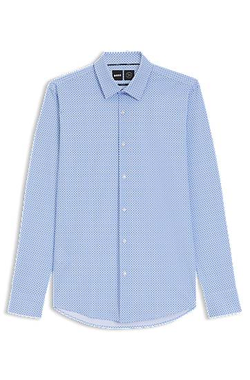 Skjorte BOSS Slim Fit Performance-Stretch Printed Jersey Shirt Blå | 50550038, 0