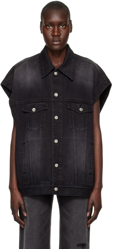 Vest We11done We11done Horror Movie Sleeveless Denim Jacket Sort | WD-DV3-22-384-U-BK, 0