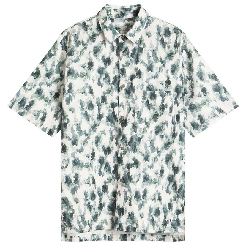 Skjorte Snow Peak Printed Breathable Quick Dry Shirt, Size Large Hvid | SH-25SU003-GY