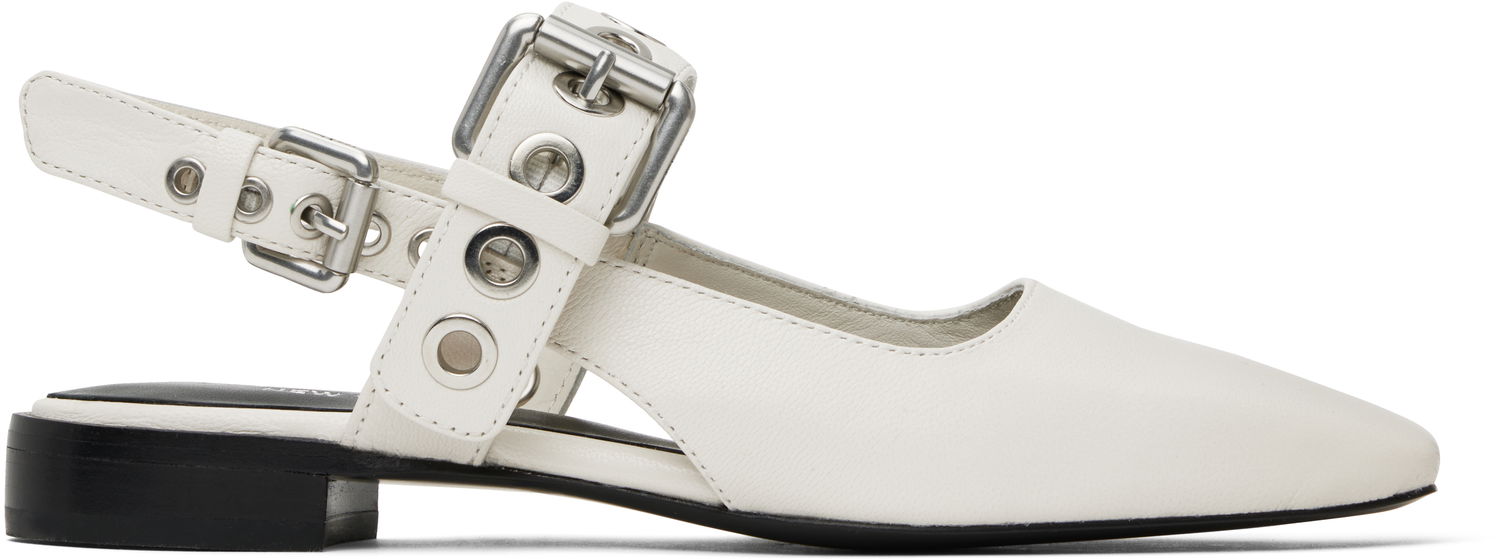 Skopleje rag & bone Rag & Bone Moto Astra Leather Slingback Slippers Hvid | WFF25SF1013LE13, 0