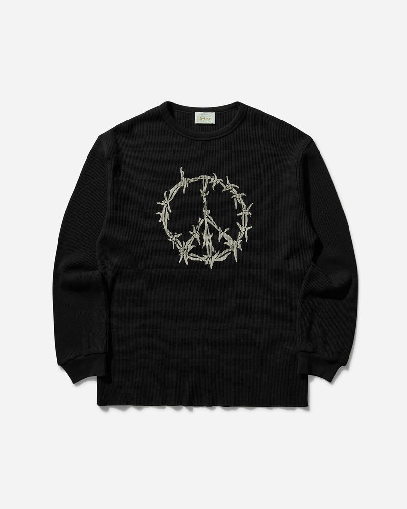 Sweater Aries Peace Press Gothic Waffle Longsleeve T-Shirt Sort | AR6003903 BLK