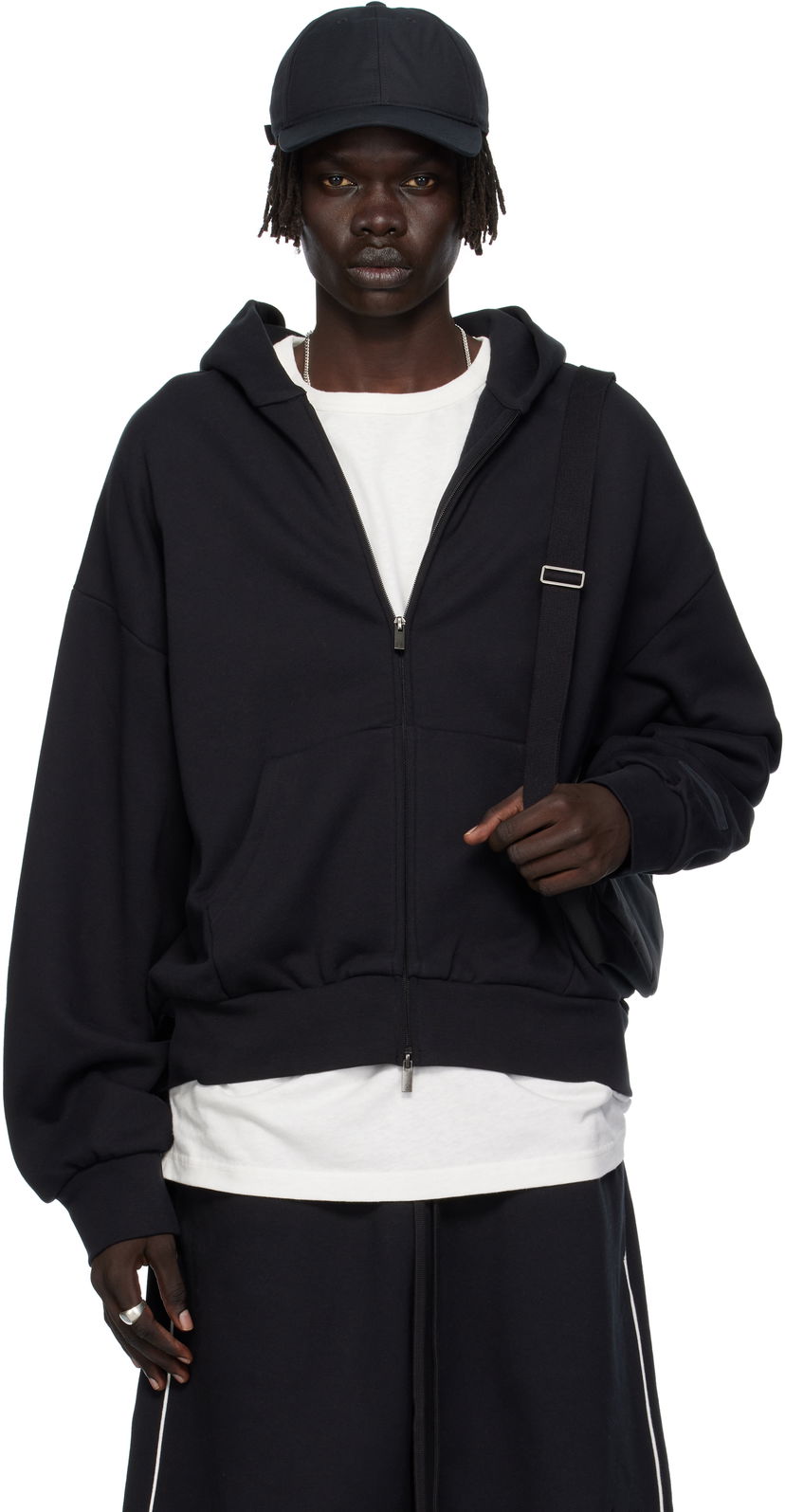 Sweatshirt Fear of God Fear of God ESSENTIALS Classic Fit Fleece Zip-Up Hoodie Sort | 192SP254780F