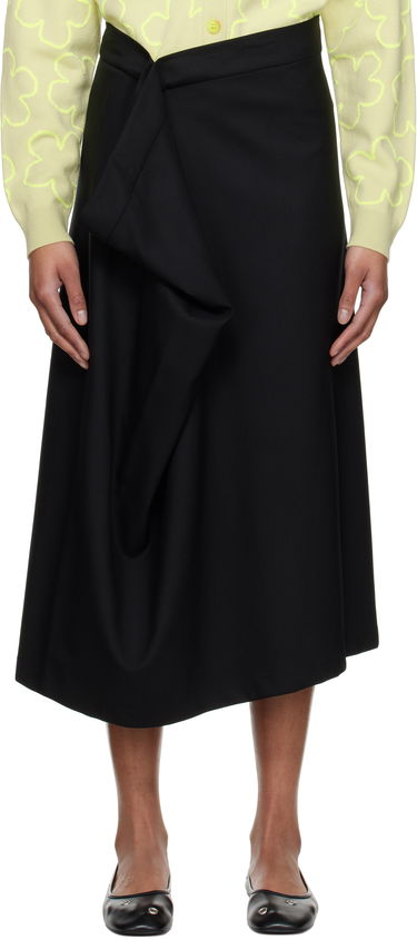 Nederdel KENZO Kenzo Paris Virgin Wool Draped Midi Skirt Sort | FF52JU3149RA, 0