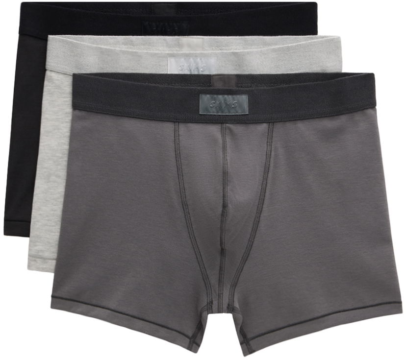 Boksere SKIMS Three-Pack Cotton Boxer Briefs Grå | BO-BBR-5634M
