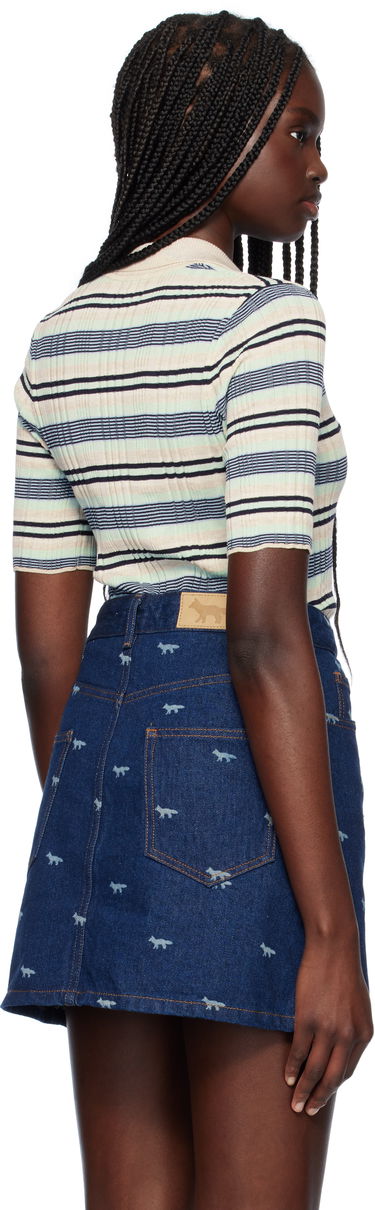 Polo skjorte MAISON KITSUNÉ Maison Kitsuné Fine Rib Striped Polo Flerfarvet | OW00203KT1122, 2