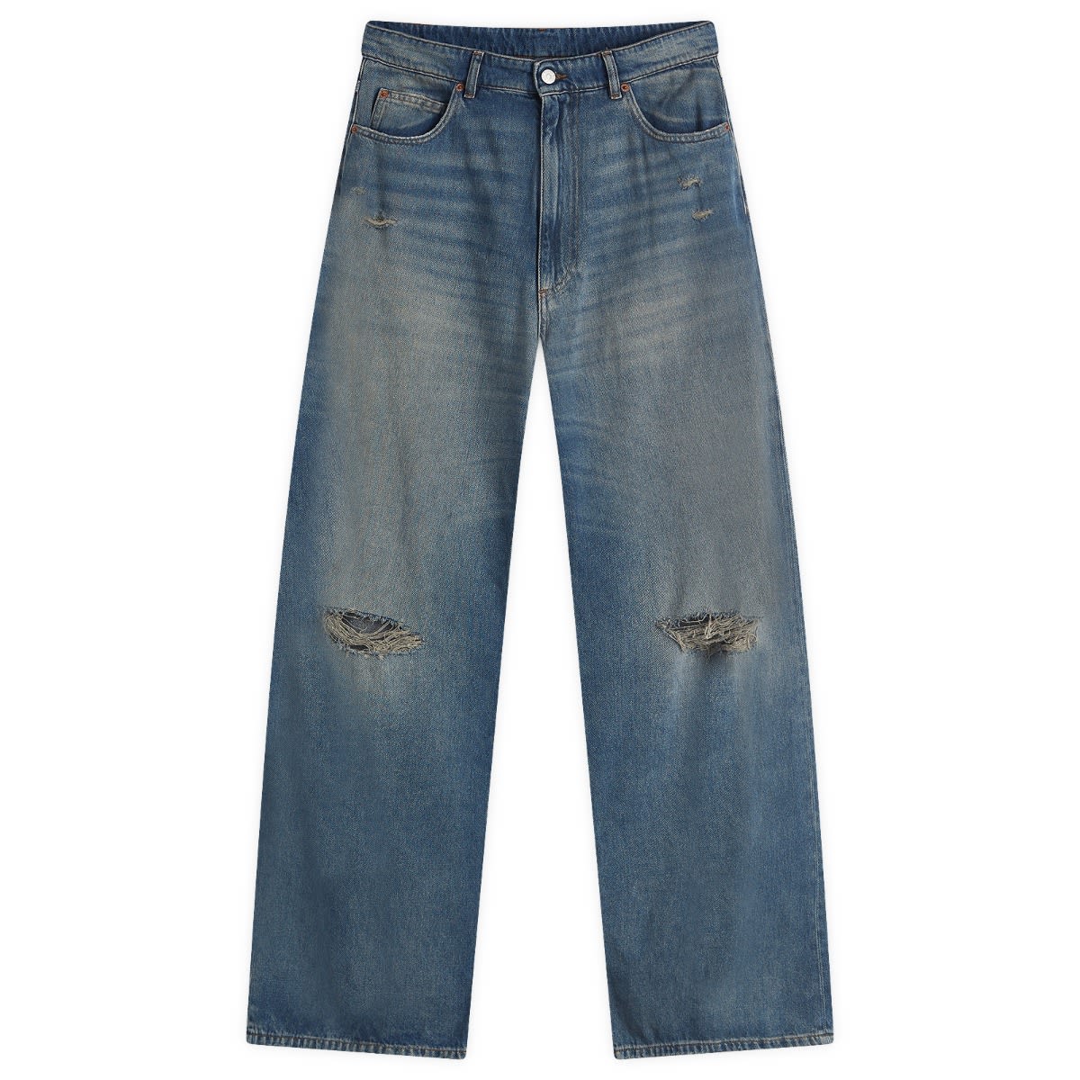 Jeans Maison Margiela MM6 Maison Margiela Wide Leg Distressed Jeans 28" Blå | SH0LA0014-M30017-994, 1