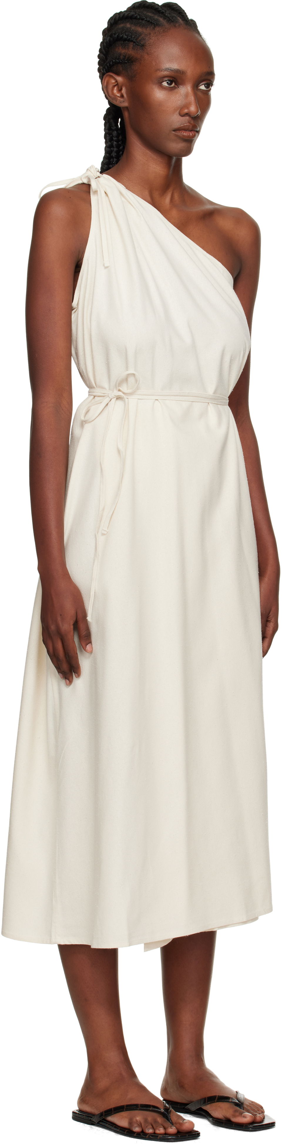 Kjole Baserange Baserange View One-Shoulder Midi Dress Hvid | DRVI-WS-AU25, 1
