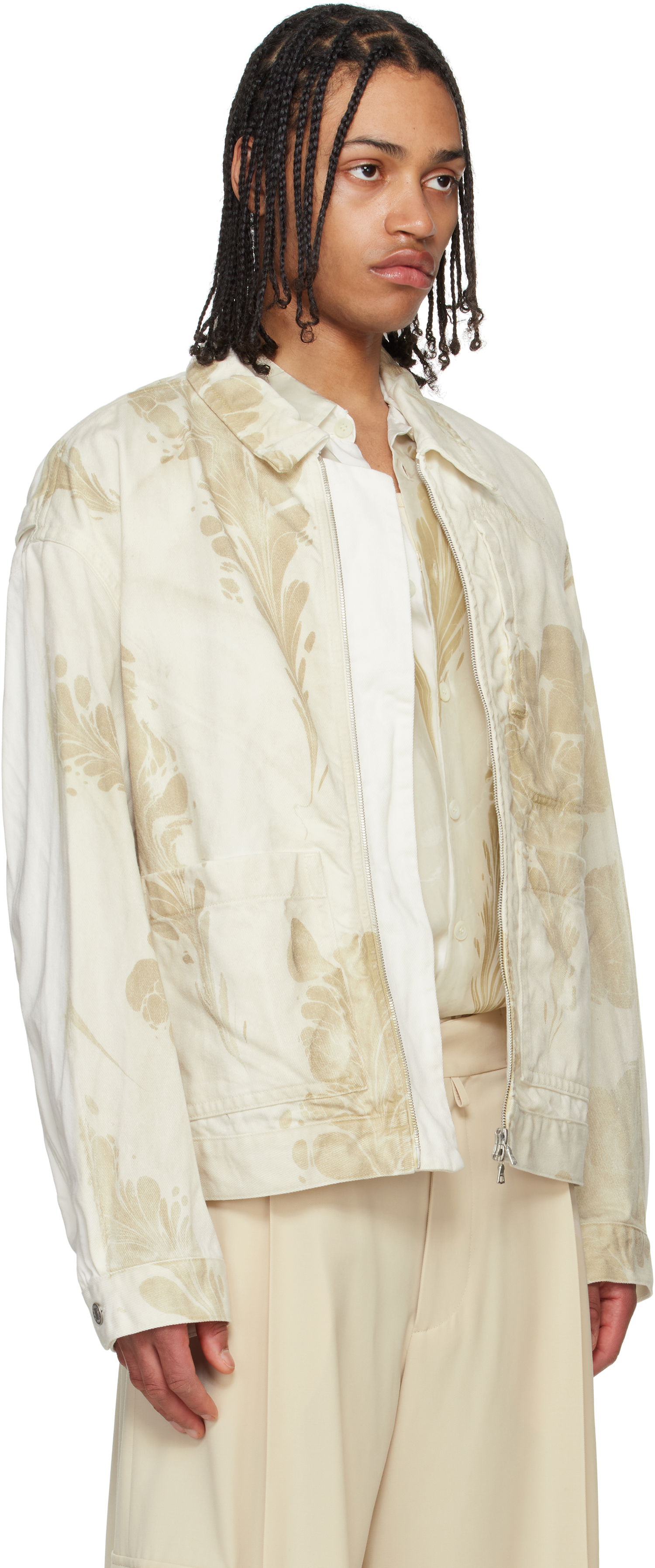 Bomberjakke Dries Van Noten Dries Van Noten Printed Jacket Beige | 251-020550-1556, 1