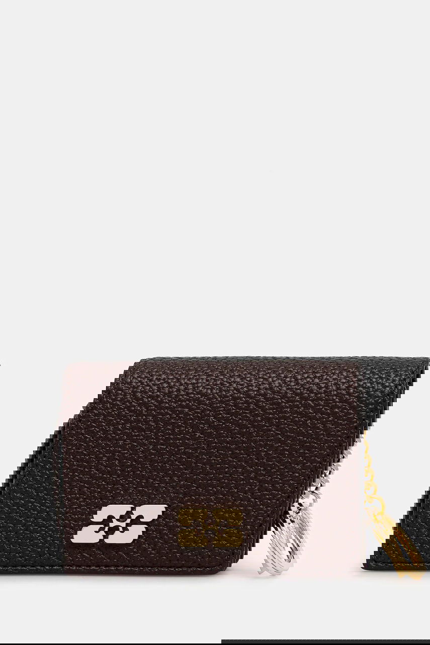 Tegnebog GANNI Grained Flap Card Holder with Keychain Brun | A7279, 0