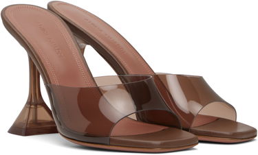 Tilbehør Amina Muaddi Amina Muaddi Lupita Glass Slipper Heeled Sandals Brun | LUPITA GLASS SLIPPER, 3