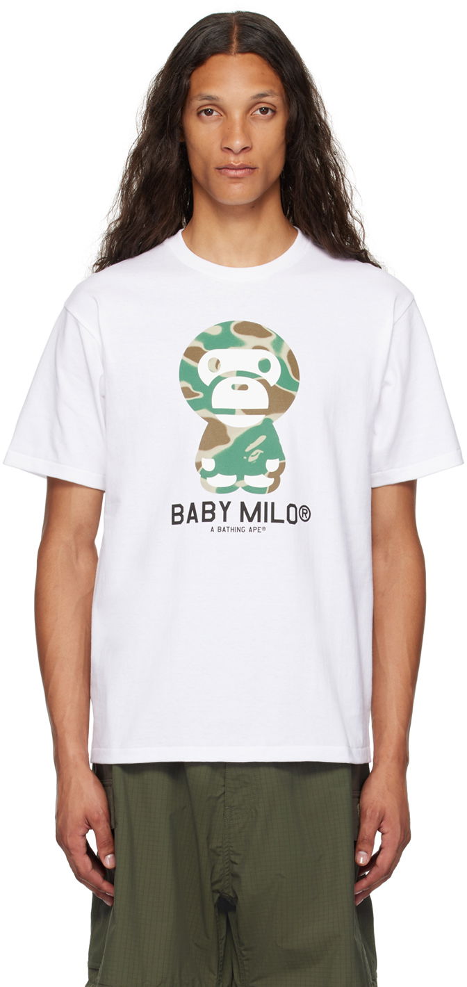 T-shirt BAPE BAPE White Liquid Camo Baby Milo T-Shirt Hvid | 002TEK301007M, 0