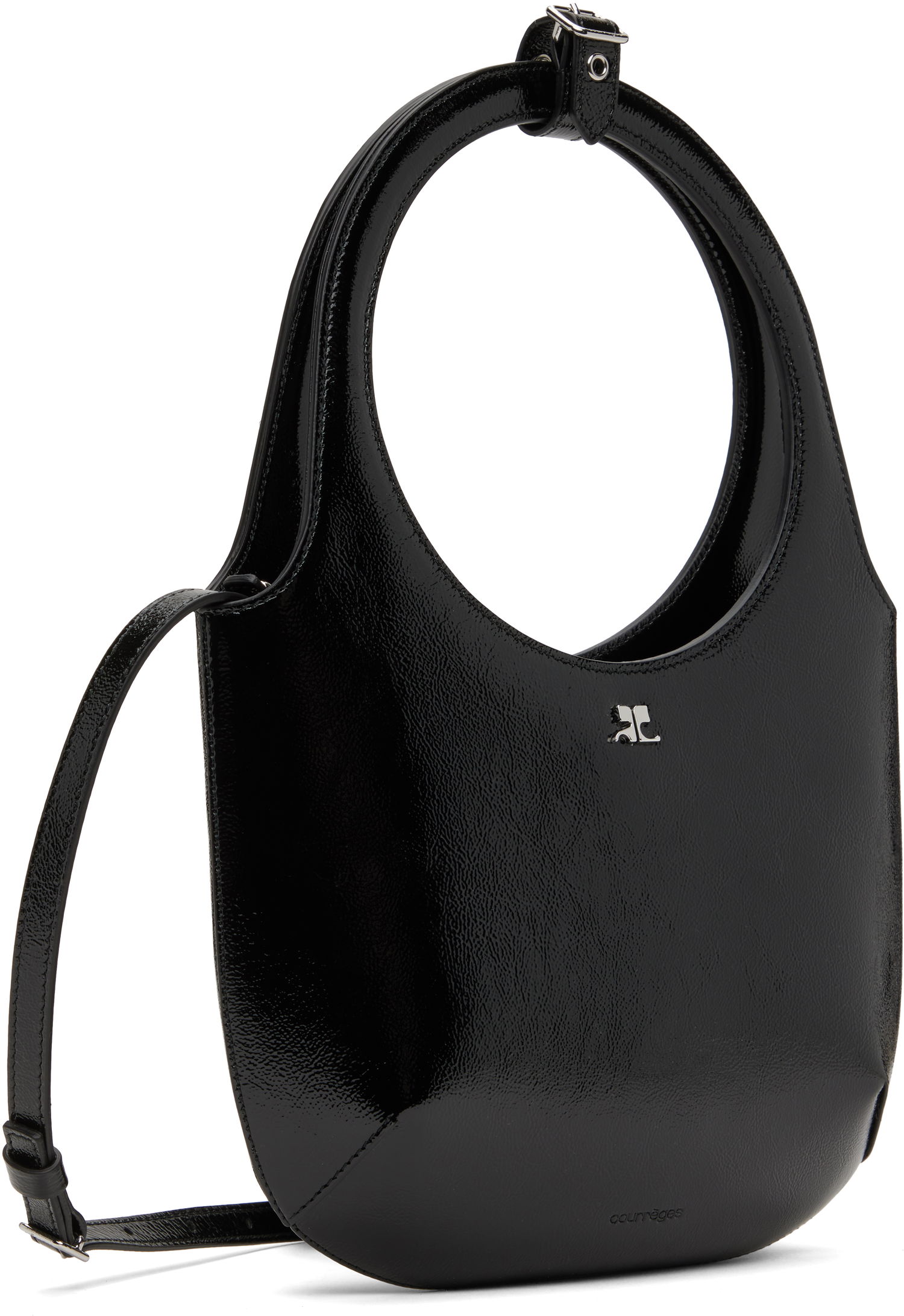Håndtaske Courrèges Leather Shoulder Bag Sort | 424GSA102CR0043, 1