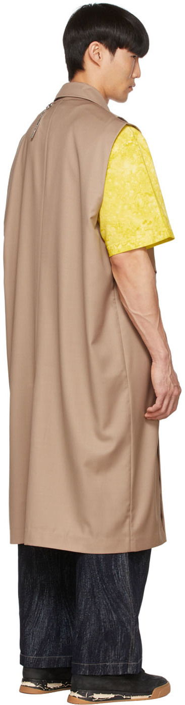 Vest Feng Chen Wang Feng Chen Wang Polyester Sleeveless Coat Beige | FMS13VS07, 2