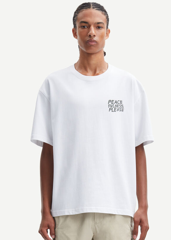 T-shirt Samsoe Samsoe Nathaniel T-Shirt Peace Poem Hvid | U23200002, 0