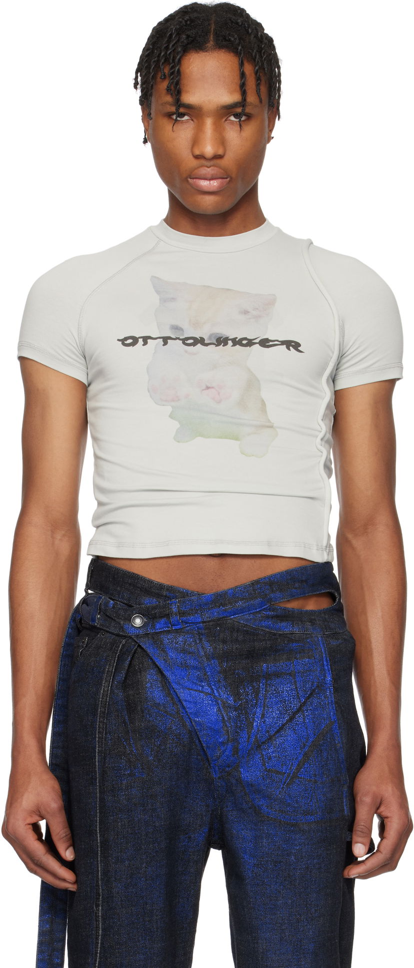 T-shirt Ottolinger Ottolinger Deconstructed Kitten T-Shirt Grå | 115-102015-01