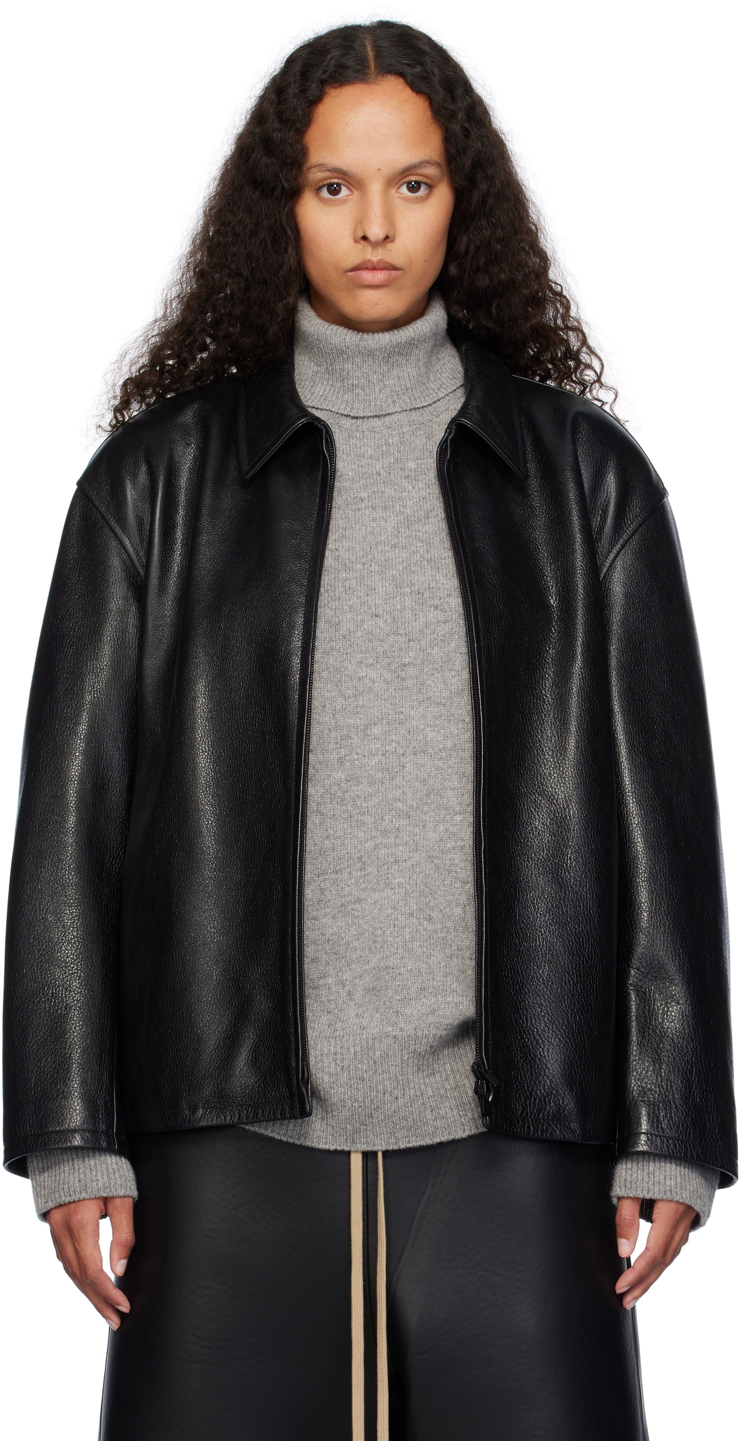 Jakke Fear of God Fear of God Rider Leather Jacket Sort | FG830-063LTH, 0