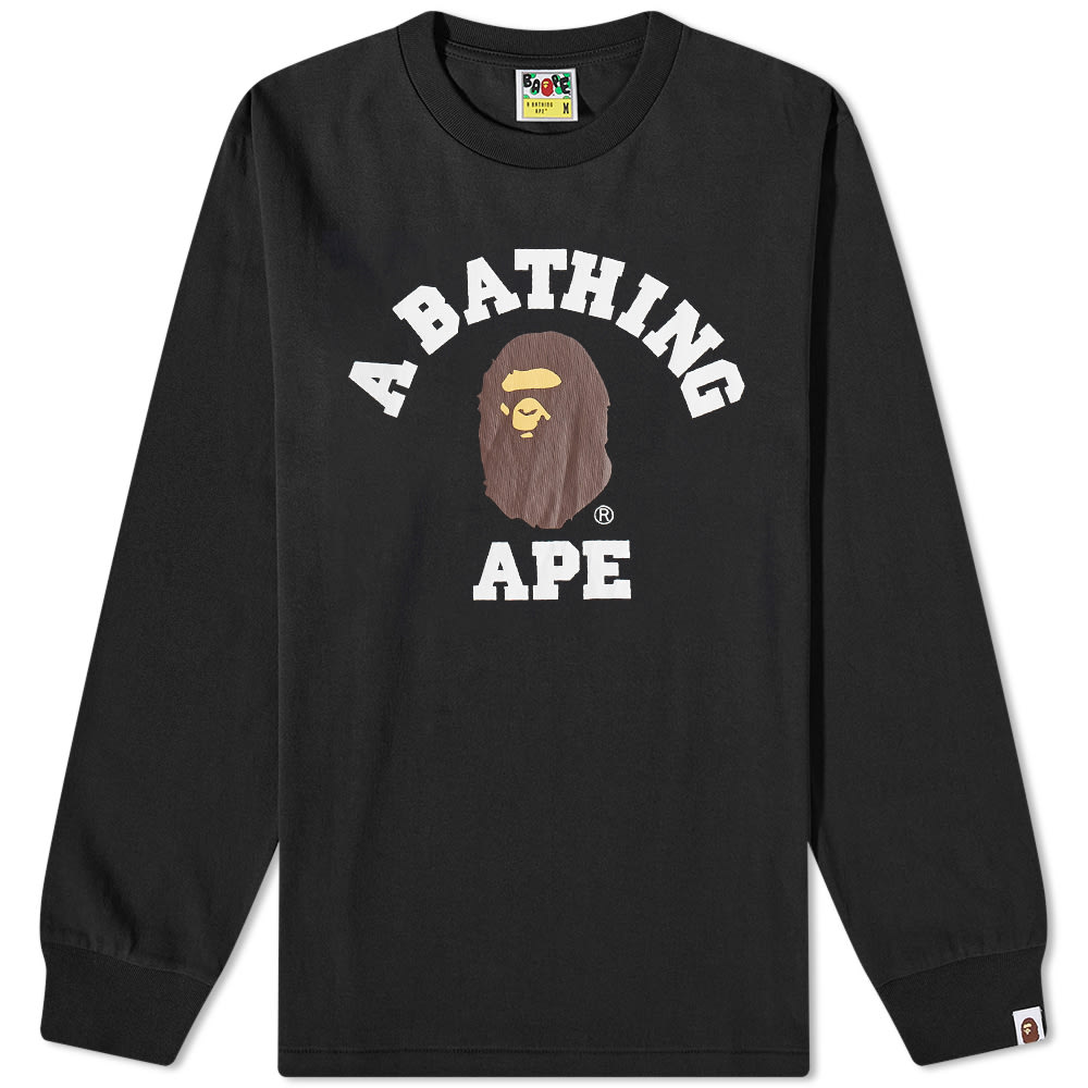 T-shirt BAPE Long Sleeve College Tee Sort | 001LTI801011M-BLK, 0