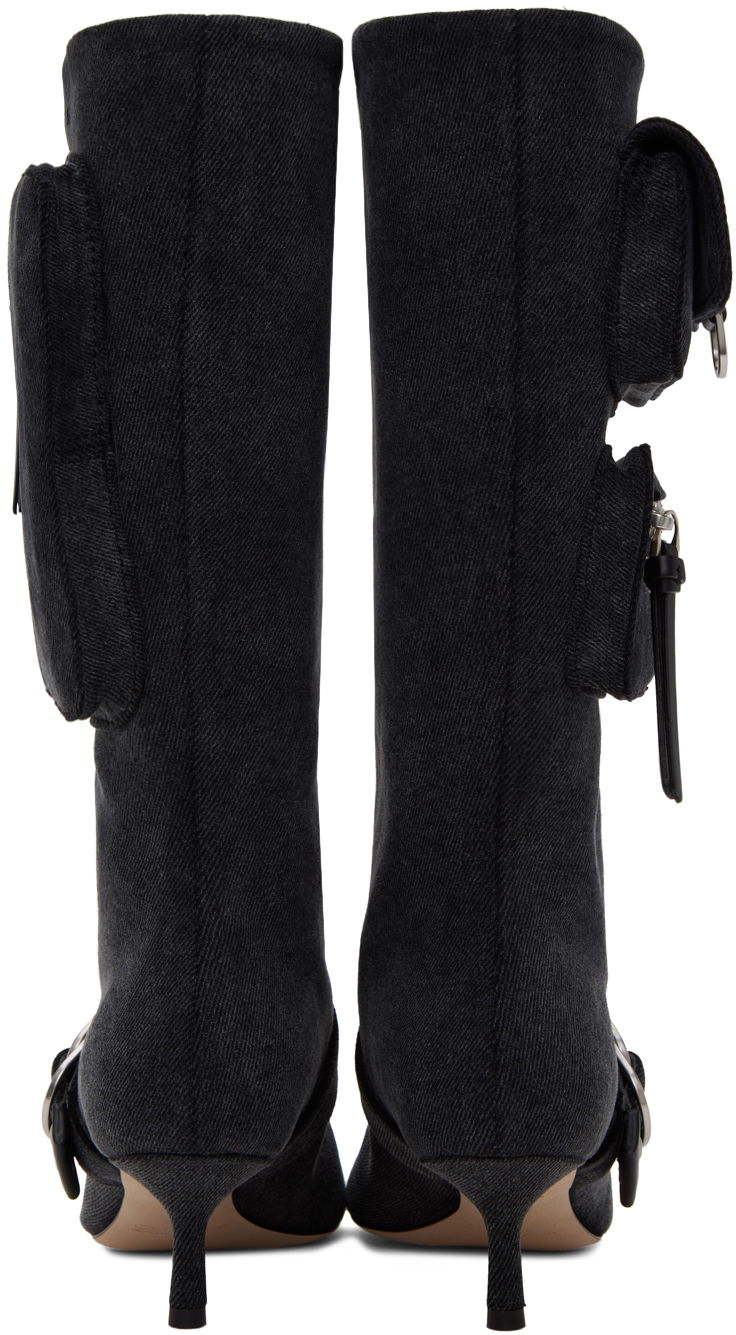 Tøj Blumarine Blumarine Jeanne Denim Kitten Heel Boots Sort | 6F3525TX02994013, 1