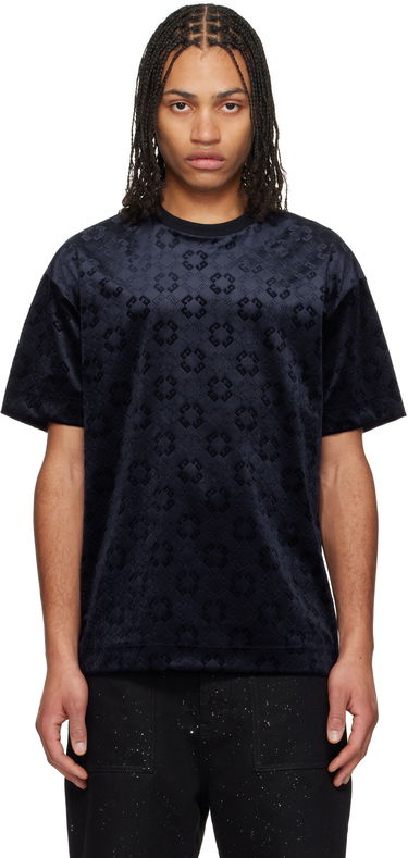 T-shirt Givenchy Givenchy Monogram 72 Velvet T-Shirt Mørkeblå | BM71MG316Z401, 0