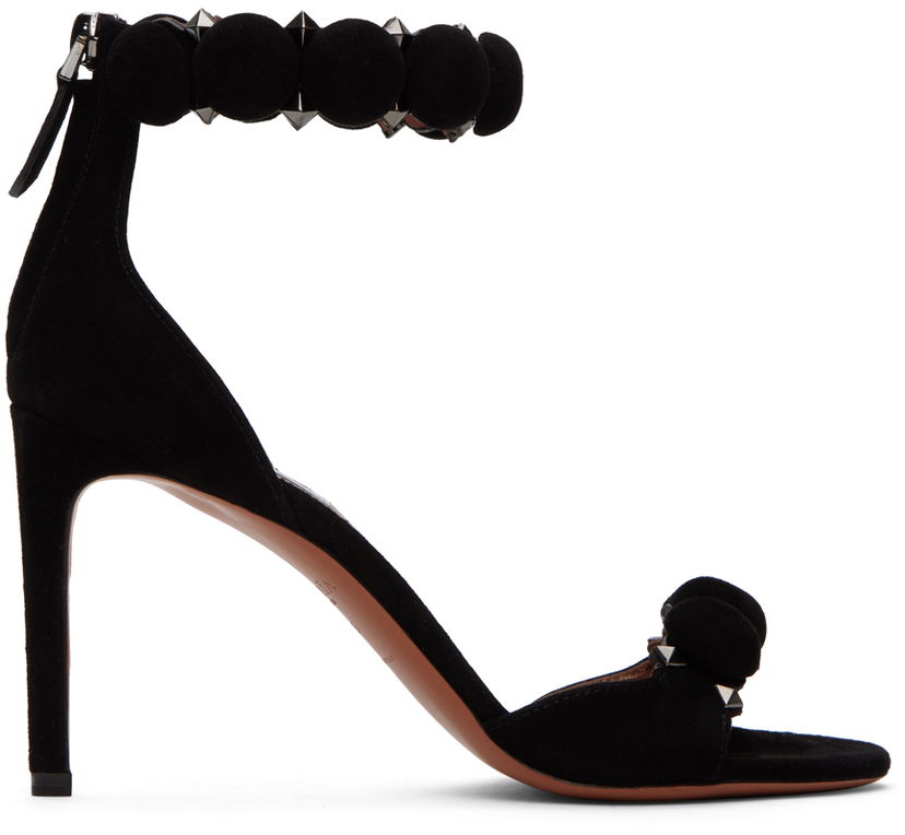 Sneakers og sko Alaïa ALAÏA Bombe Suede Heeled Sandals Sort | AA3S770C0C16