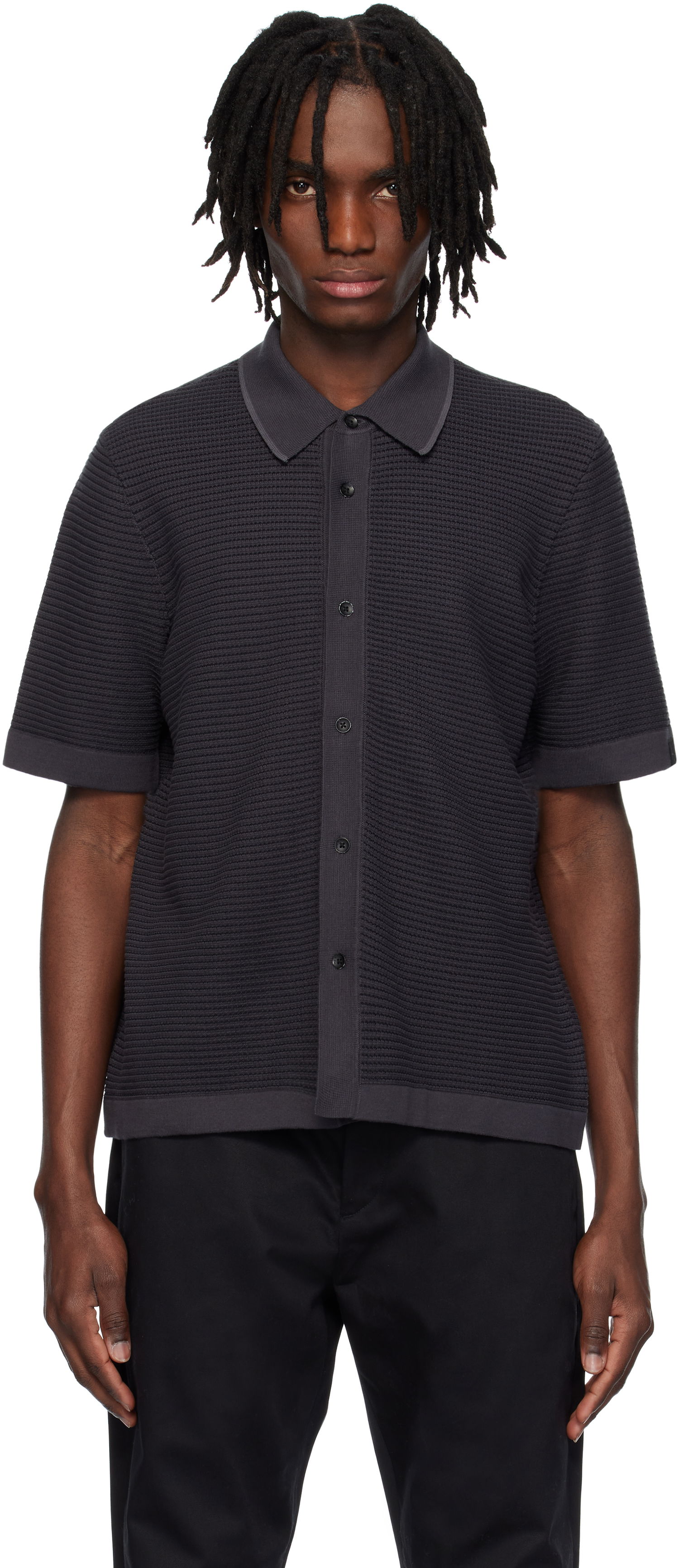Polo skjorte rag & bone Rag & Bone Harvey Striped Jacquard Knit Polo Sort | MBS25S025BC25, 0