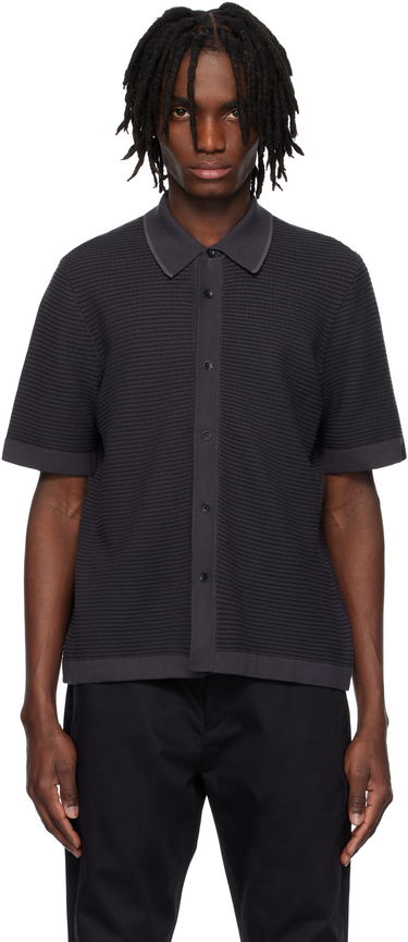 Polo skjorte rag & bone Rag & Bone Harvey Striped Jacquard Knit Polo Sort | MBS25S025BC25, 0
