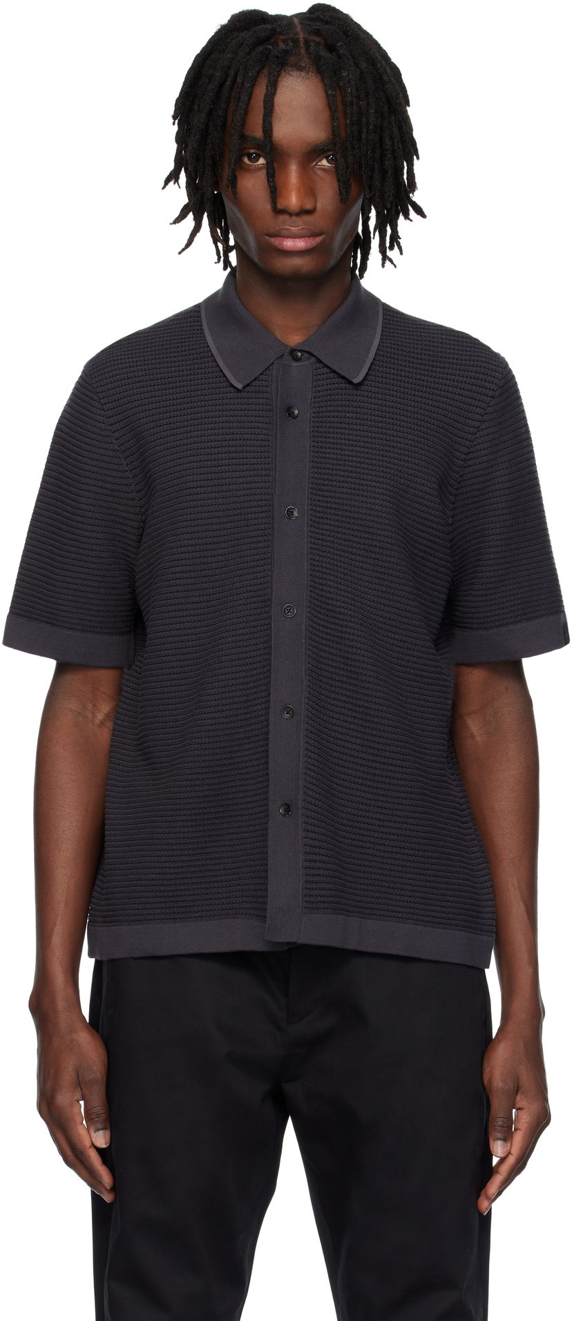 Polo skjorte rag & bone Rag & Bone Harvey Striped Jacquard Knit Polo Sort | MBS25S025BC25