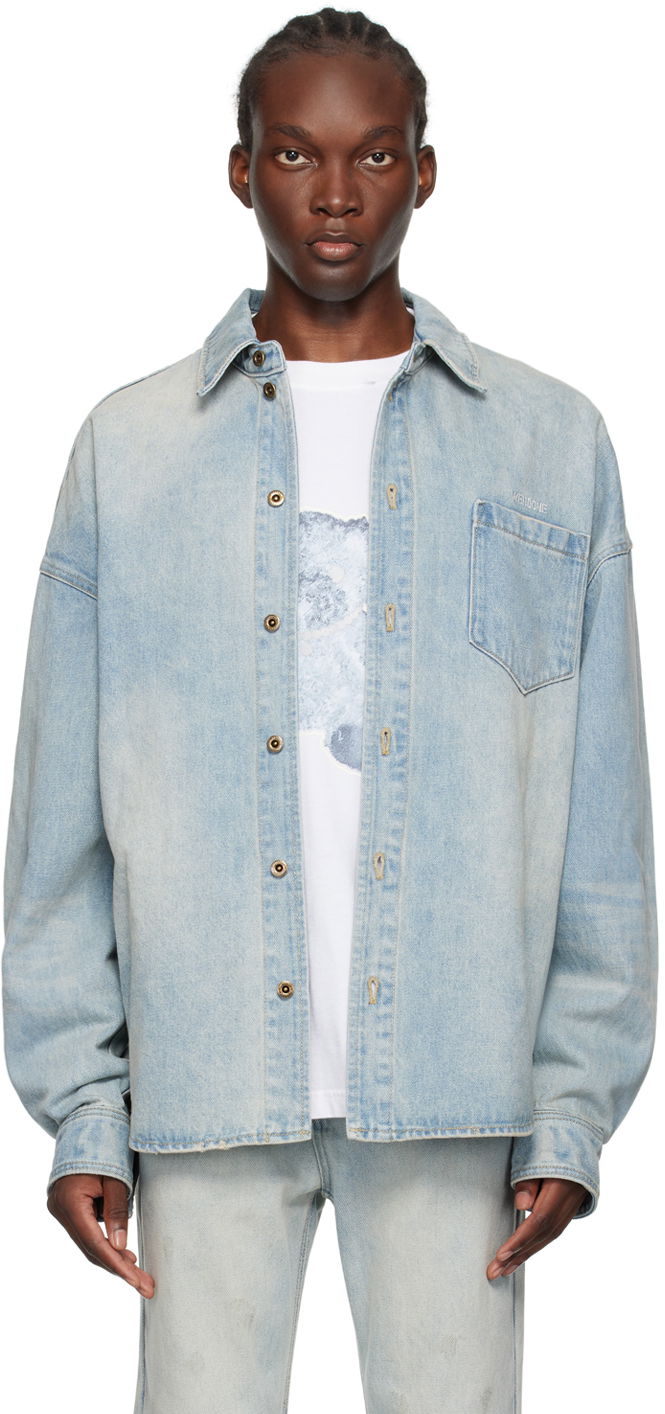 Skjorte We11done Washed Denim Shirt Blå | WD-DB2-24-354-U-SK