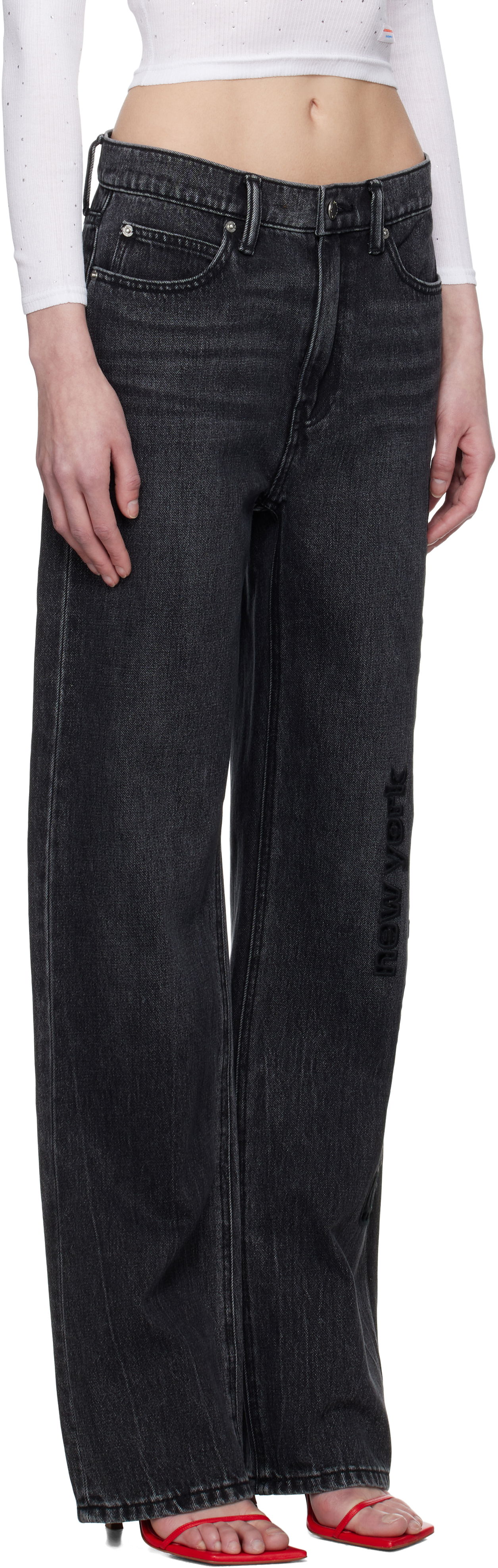 Jeans Alexander Wang Alexander Wang EZ Cut-Out Logo Jeans Sort | 4DC1254691, 1