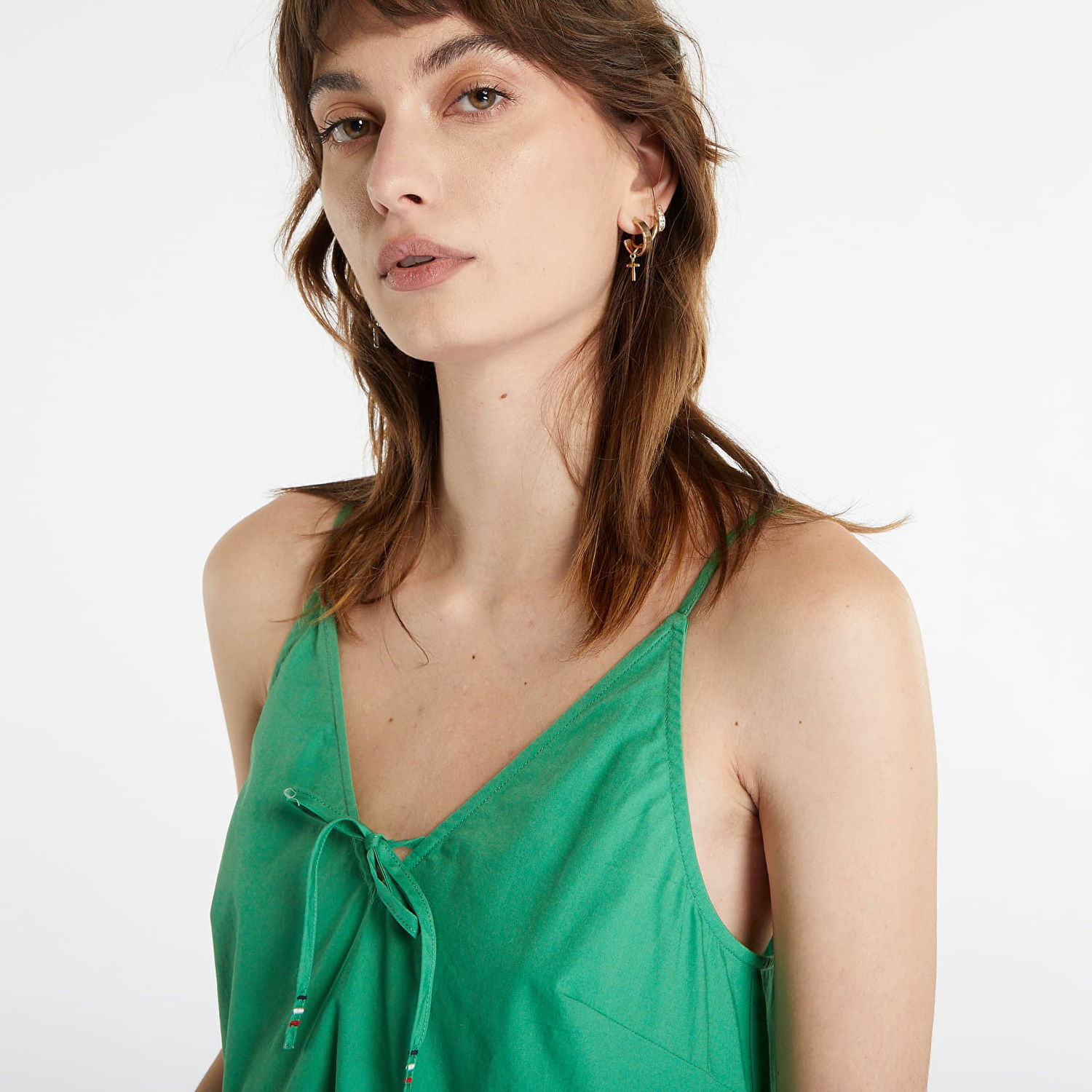 Kjole Tommy Hilfiger Poplin Tiered Strappy Dress Grøn | DW0DW15184 LY3, 0