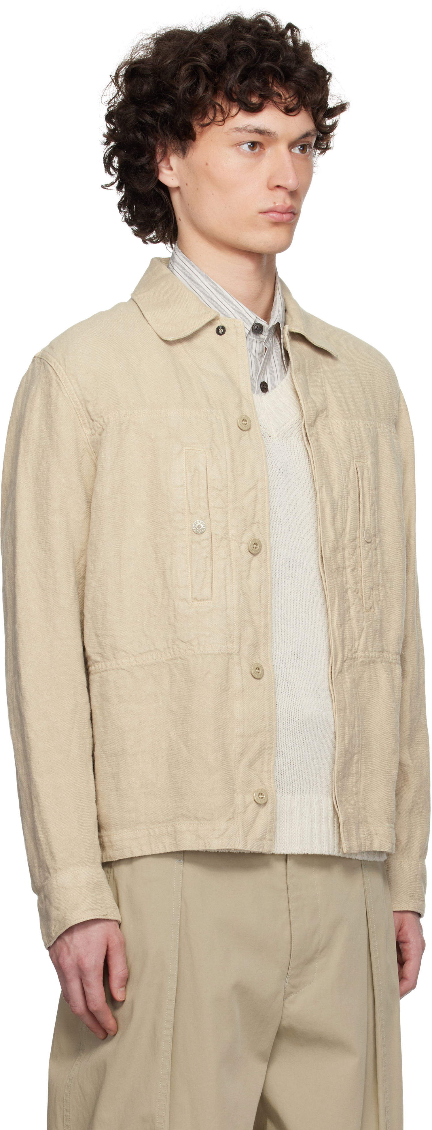 Frakker Stone Island Stone Island Diagonal Linen Overshirt Beige | K1S15 1200010 S00F8, 1