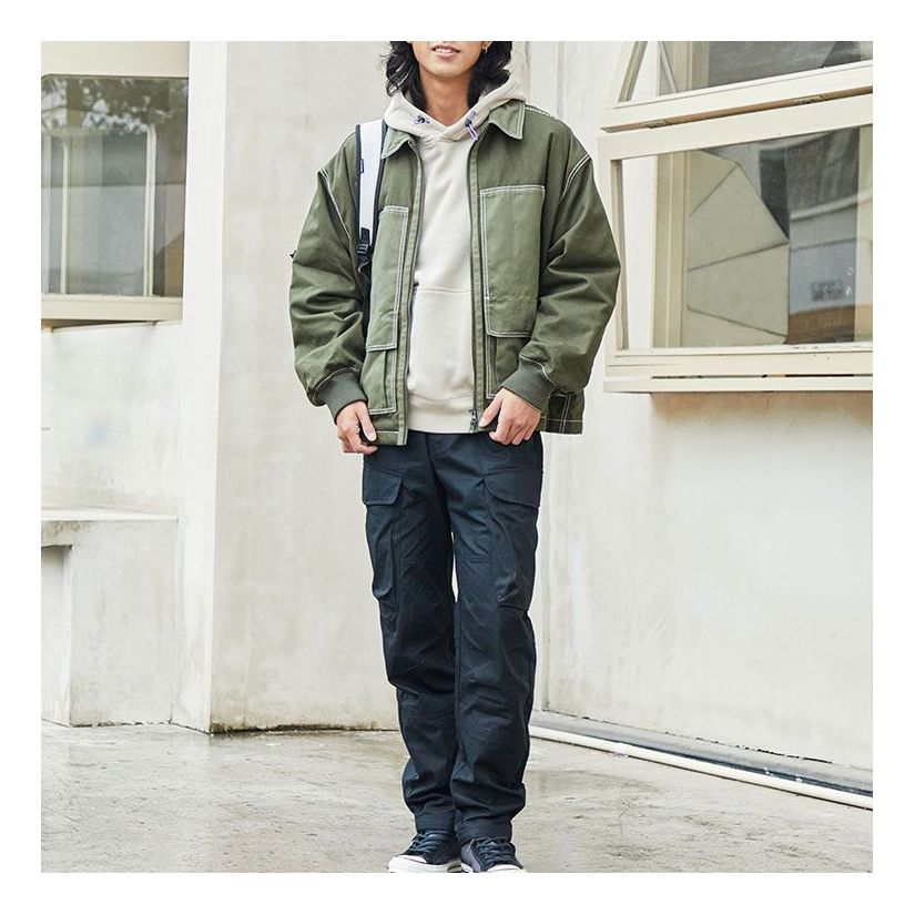 Jakke Converse Colorblock Pocket Canvas Cargo Jacket Grøn | 10022907-A01