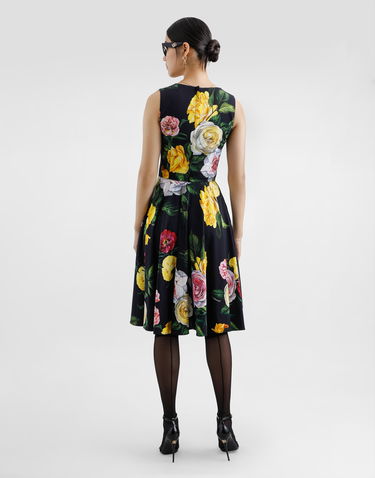 Kjole Dolce & Gabbana Dolce & Gabbana Peony and Rose Print Cady Midi Dress Sort | F6TLCTFSRPHHN5IY, 2