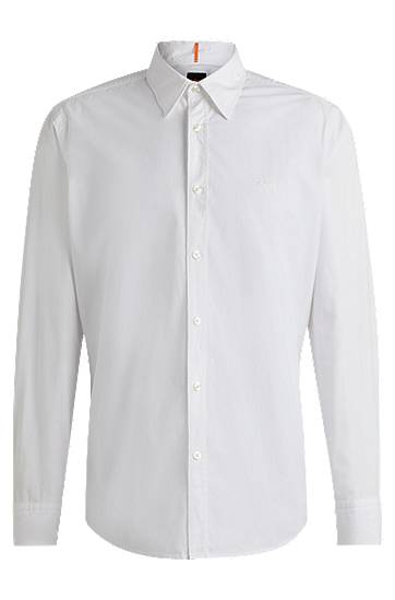 Skjorte BOSS Regular-Fit Cotton Poplin Shirt Hvid | 50518304, 0