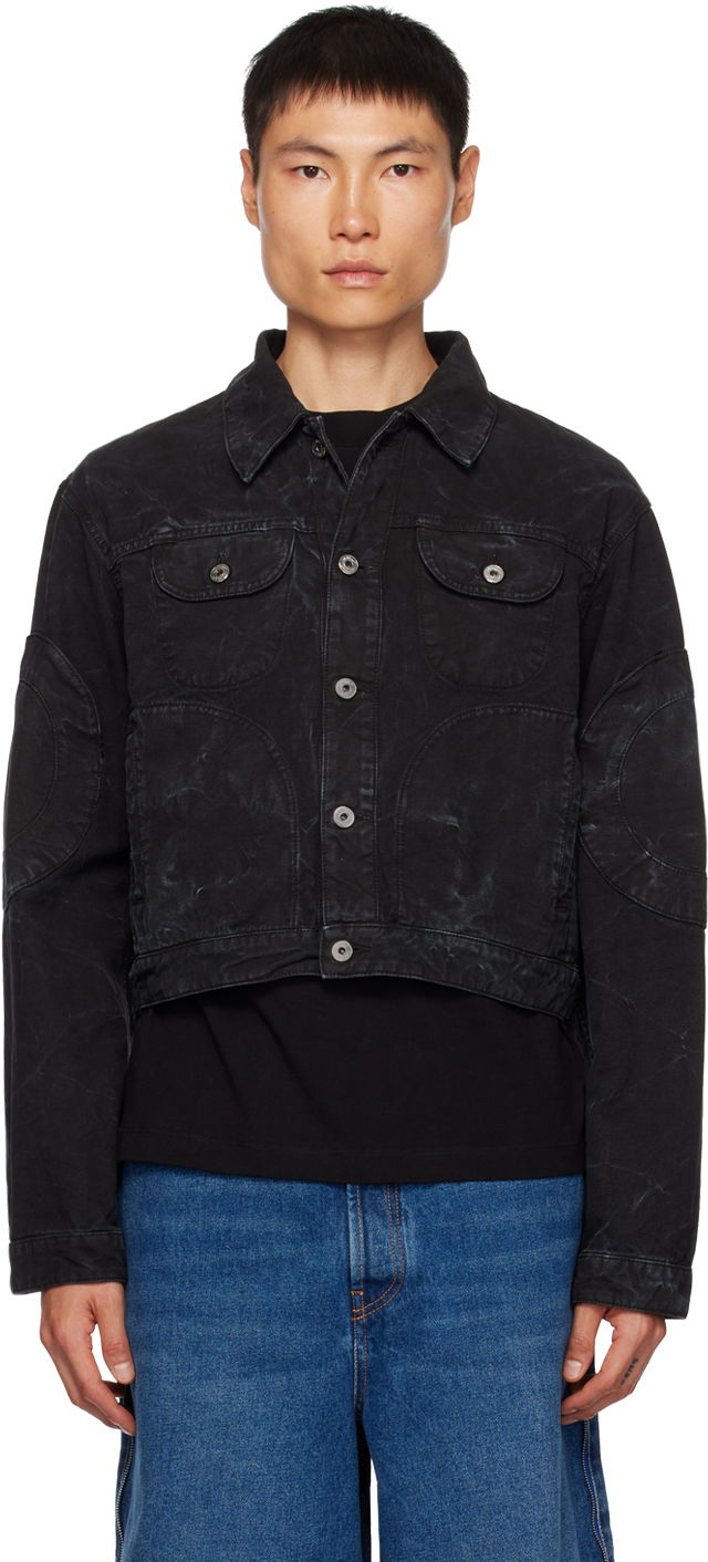 Jakke Off-White Garment-Dyed Cropped Denim Jacket Sort | OMEV013F23FAB0011000