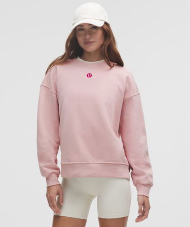 Sweatshirt lululemon Perfectly Oversized Fleece Crew Logo - Size L Lyserød | prod20001239, 0