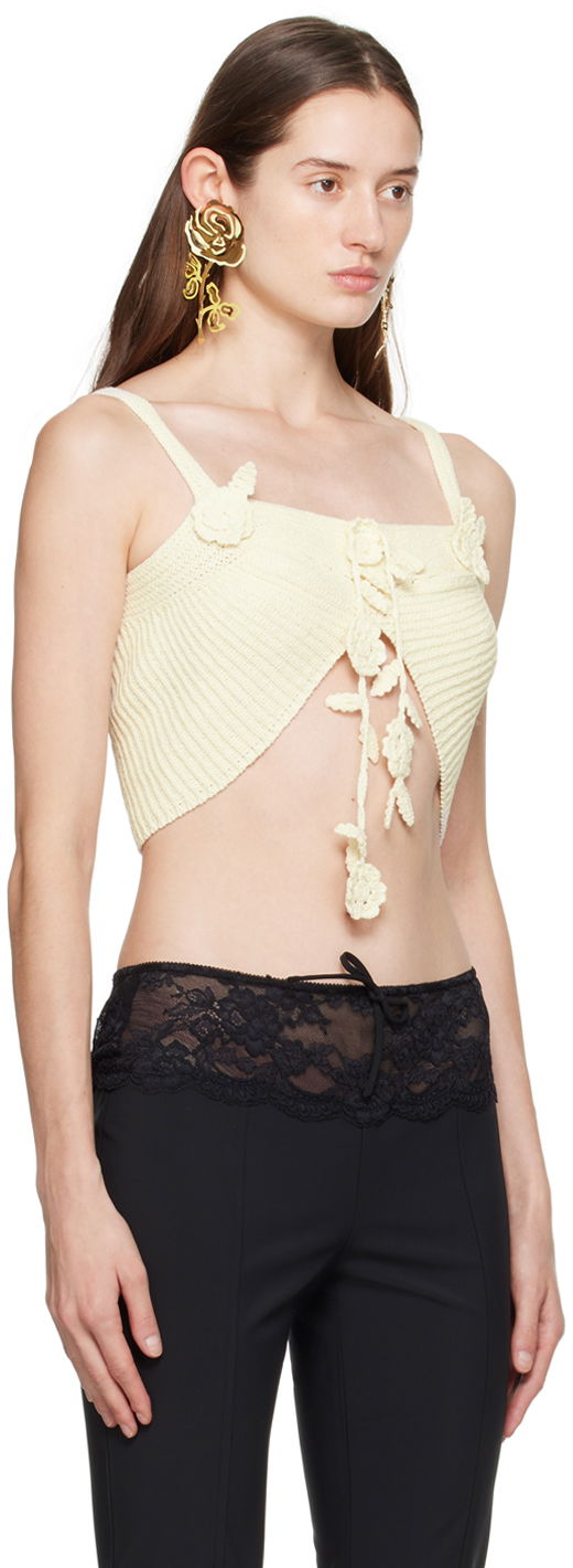 Tanktop Blumarine Flower Lace-Up Camisole Beige | P422M417A, 1