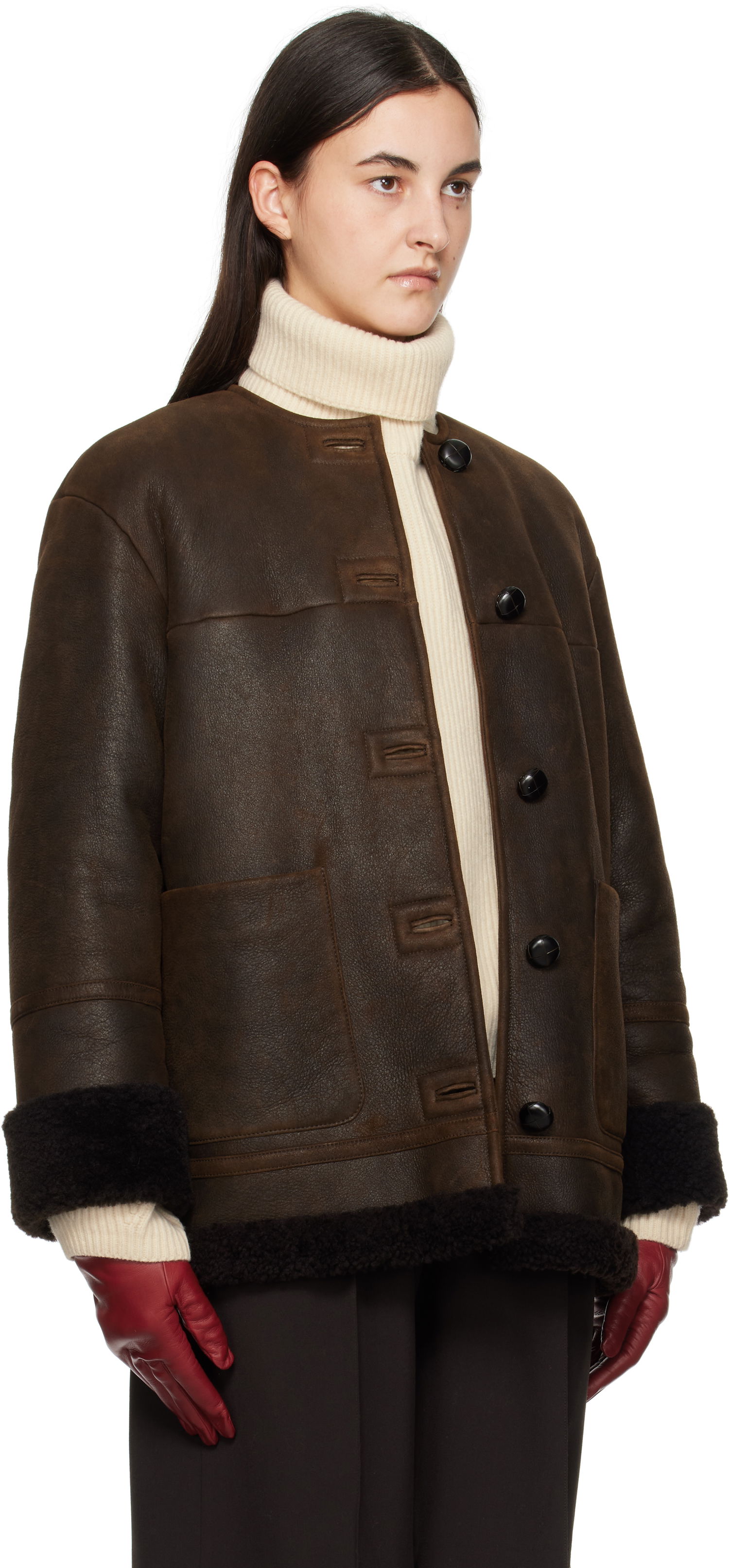 Jakke Max Mara Weekend Max Mara Shearling Jacket Brun | 2425416013600, 1